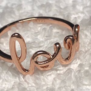 Dainty script love ring in rose gold -stamped 925-not flimsy